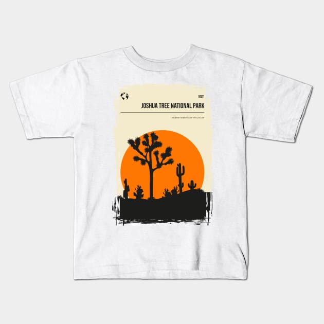 Joshua Tree National Park vintage minimal travel poster Kids T-Shirt by jornvanhezik